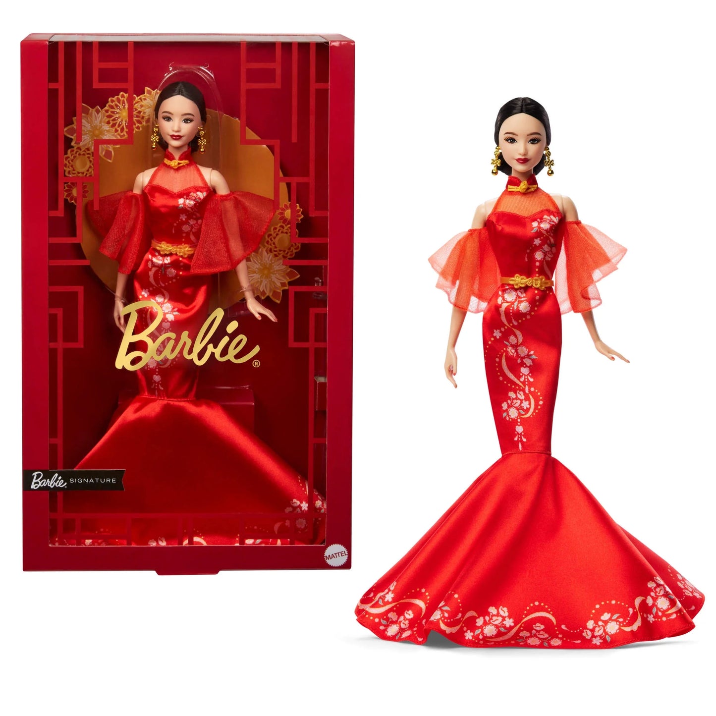 (Pre-Order)Barbie Signature Lunar New Year Barbie Doll Collectible with Qipao Dress & Golden Accessories